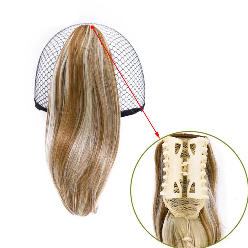 DAYCEN Long Straight Ponytail Hairpieces, 15" Claw Clip On Natural Ponytails for