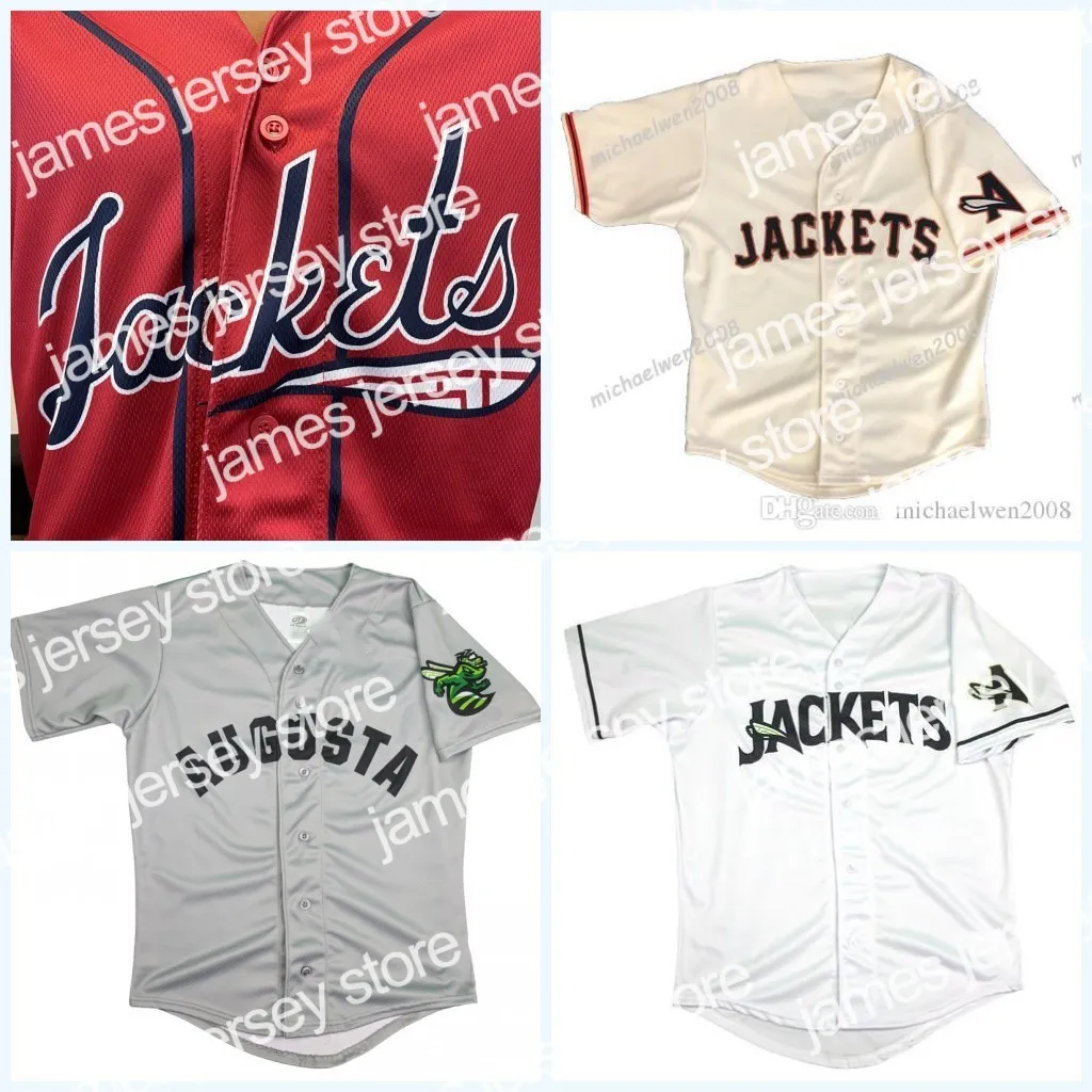 2022 Mens Augusta GreenJackets Jersey 2021 New White Bege Grey Red Custom Any Name Any Number Double Stitched Shirts Baseball Jerseys
