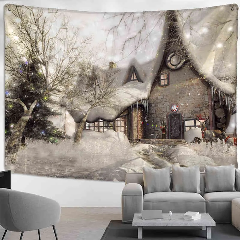 Śnieżna dywan dywan wiszący świąteczny festiwal świąteczny naturalny krajobraz sztuka tło tkanina dekoracje domu J220804