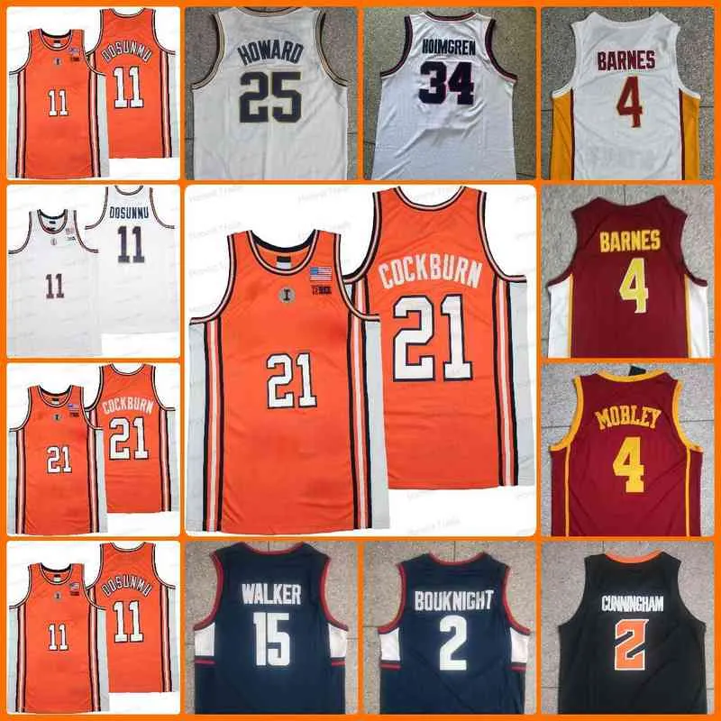 NCAA Illinois Fighting Illini #21 Kofi Cockburn 11 Ayo Dosunmu 2 Cade Cunningham 4 Scottie Barnes Iowa Universidade Branca Stitched Jerse