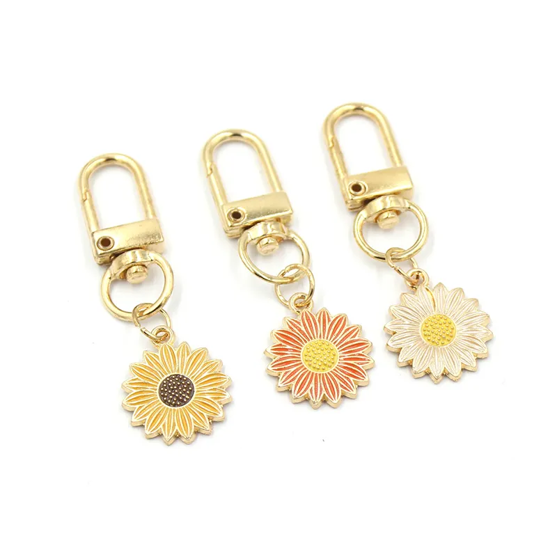 Großhandel Damen Mädchen Sonnenblume Anhänger Schlüsselanhänger Mode Schlüsselanhänger Reißverschluss Pull Charm Planer Charms Zubehör Hangbag Hängeanhänger Schlüsselanhänger