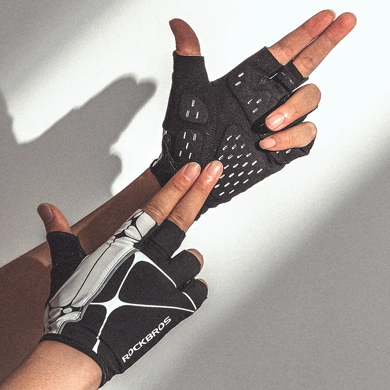 Gants de cyclisme vélo respirant demi doigt réfléchissant vtt vélo épaissi Silicone-absorption équipement cyclisme