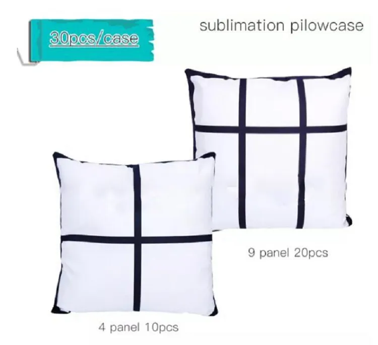 US Warehouse DIY Sublima￧￣o 9 Pain￩is Tampa de travesseiro em branco Sublima￧￣o Caso de almofada de almofada de almofada de almofada de sof￡ -luscos sem travesseiros