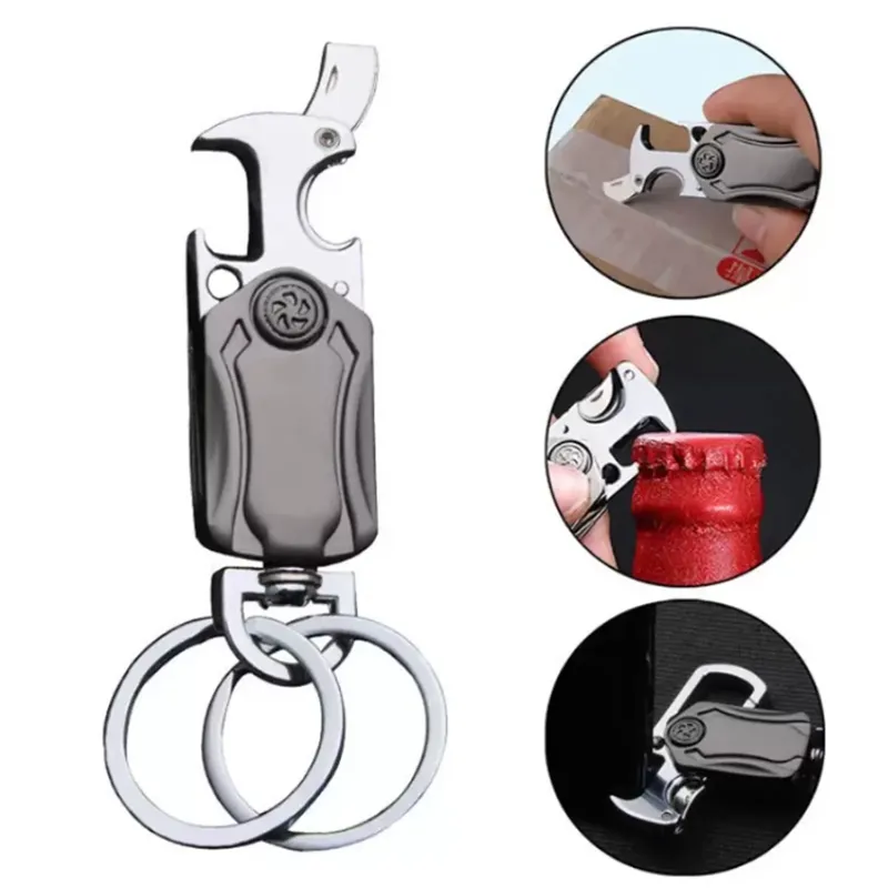 Creative Fingertip Spinning Top Bottle Opener Keychain kan ￶ppna l￥dans legeringspresentbrunnar LK242