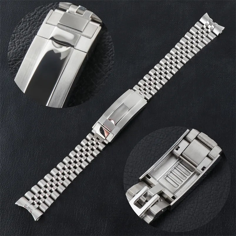 Jubilee-Armband für Herren, 20 mm, 316L-Edelstahlarmband, silberne Glide-Lock-Schnalle für 40 mm Sub-Uhrengehäuse 220819