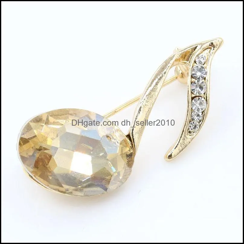 Pins Brooches For Women Gold Color Wedding Bridal Brooch Luxury Crystal Musical Note Pin Birthday Gift Christmas Drop De Dhseller2010 Dhicq