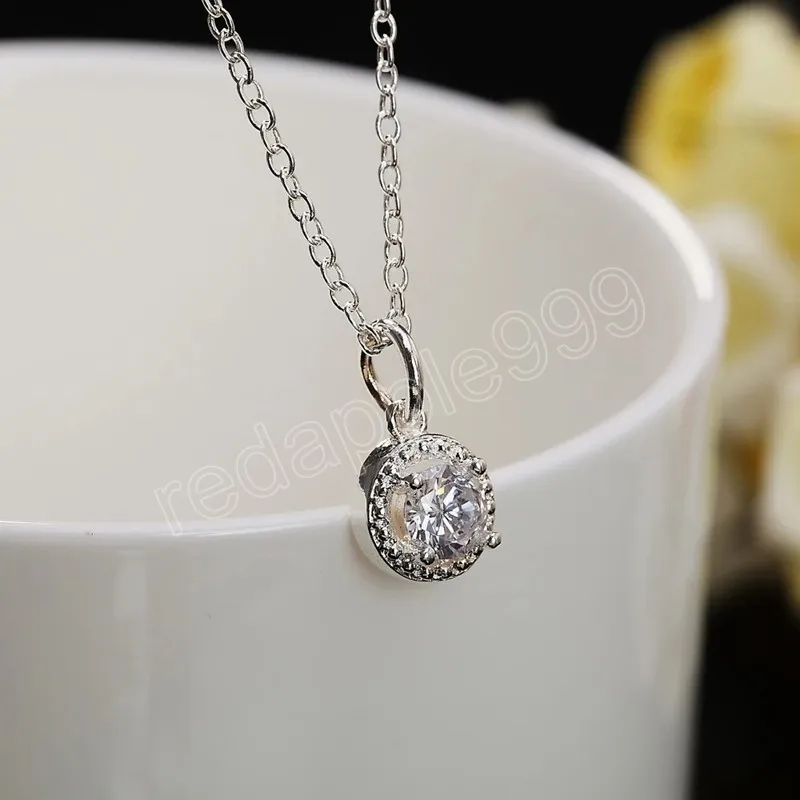 925 Sterling Silber AAA Zirkon Anhänger Halskette für Frau Hochzeit Verlobung Party Charm Schmuck