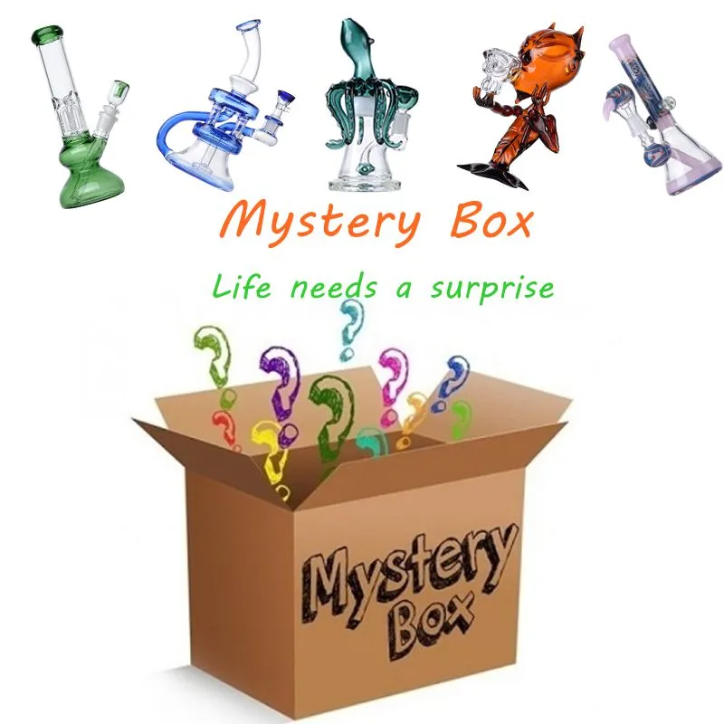 Mystery Box Blind Box Unique Style Hookahs Heady Glass Bongs Färgglada vattenrör slumpmässigt skickar