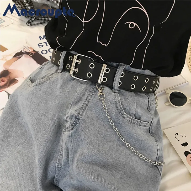 LEGA DE MODAY Mulheres Cintos Cadeia Luxo para Jeans Pin Fuckle Genuine Style Pin Ladies Decorativas Retro Punk 220819