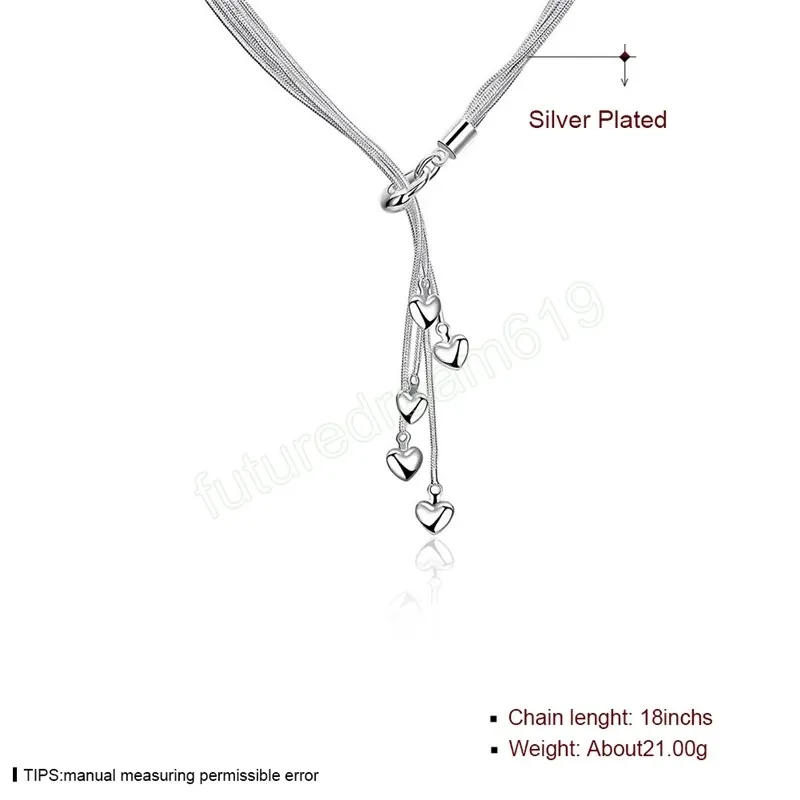 925 Sterling Silver Five Heart Snake Chain Necklace for Women Charm Wedding Complement Party Massion Modelry