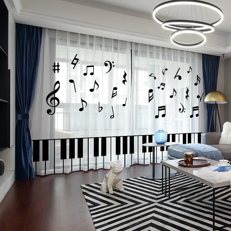 Zasłony zasłony nowoczesne minimalistyczne świeże czarno -białe nuty na fortepianie Kluczowe nuty sypialnia salon taniec muzyka notescurtain