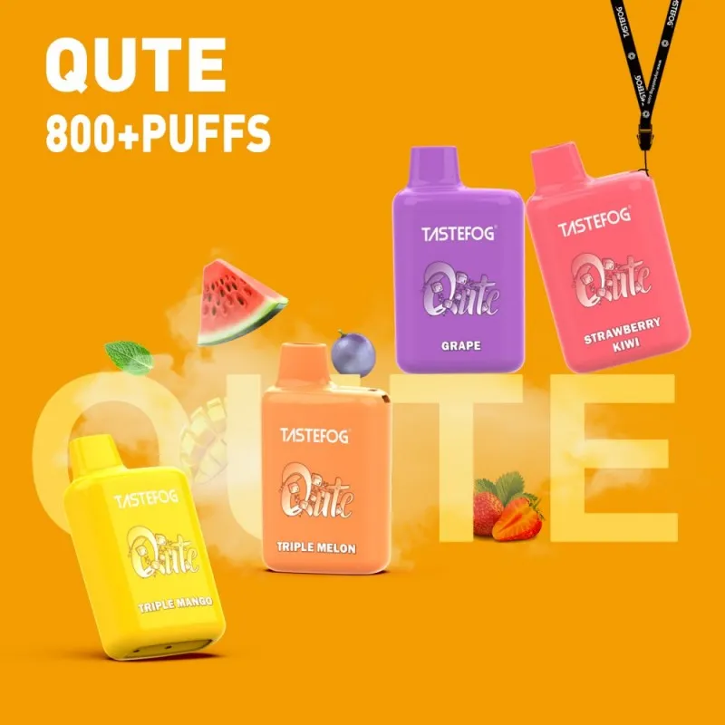 QK Top Puff 800 퍼프 플러스 Tastefog 일회용 vape 바 550mAh 배터리 2ml 포드 프리가 채워진 e cig 담배 기화기 휴대용 증기 데스 케이스가있는 무료 끈