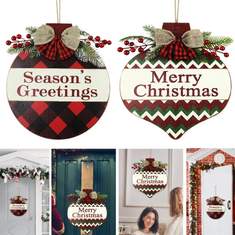 Decorative Flowers & Wreaths Christmas Wooden Plaque Hanging Pendants Tree Garden Yard Year Decor Home ArtDecorative