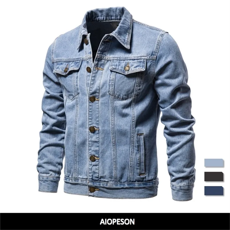 Veste en jean en coton pour hommes, décontractée, couleur unie, revers, simple boutonnage, coupe cintrée, qualité s s 220819