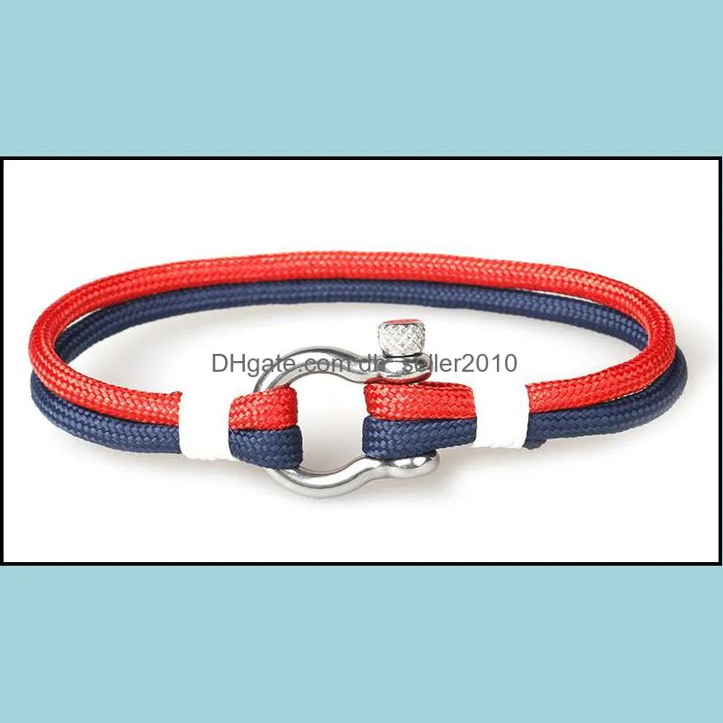 Charm Bracelets Leather Bracelet Men Trendy Sport Cam Jewelry Parachute Cord Stainless Steel Buckle For Mens Bangles Drop Dhseller2010 Dhk7A