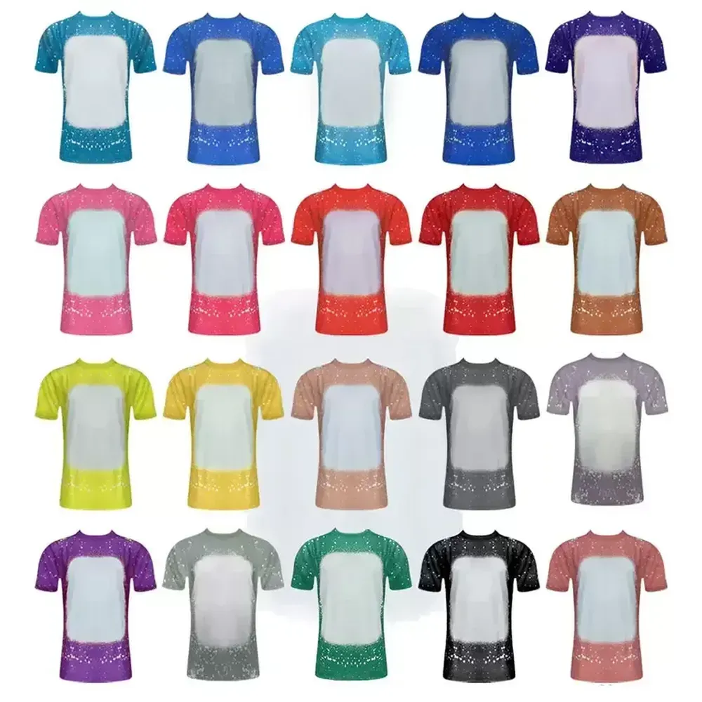 Süblimasyon Ağartılmış Gömlek Isı Transferi Boş Ağartı Gömlek Ağartı Polyester Tişörtler