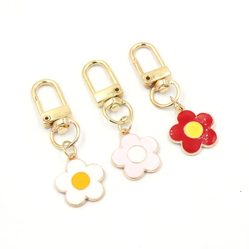 البيع بالجملة 5 Petal Plumeria Flower Pendant keychain keykain key key key zipper pull sharm charm charms charms charms langbag hanging keyring for women girls