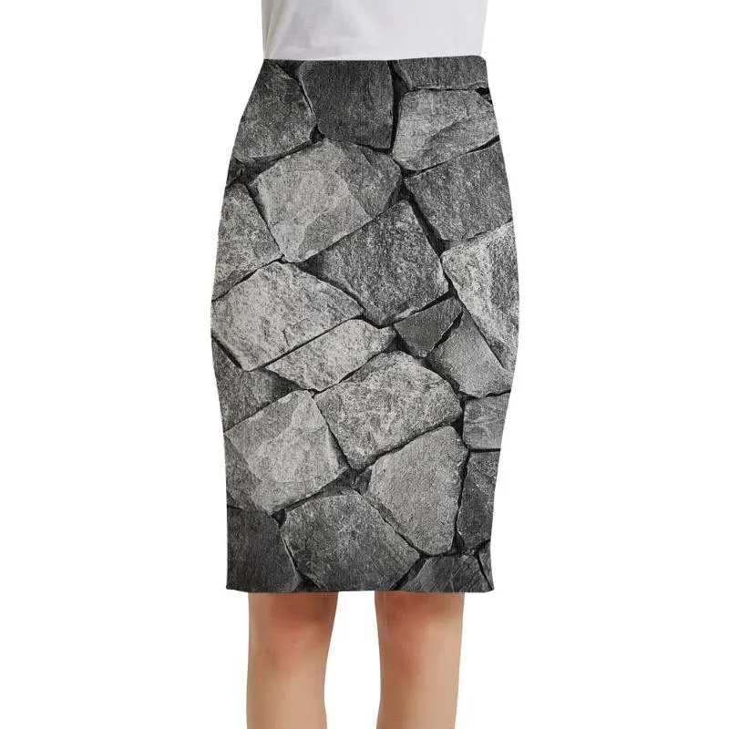 Юбки Рок Женщины Трехмерная юбка для печати сплошной цвет офис Harajuku 3D Sundesses Ladies Fomenskirts
