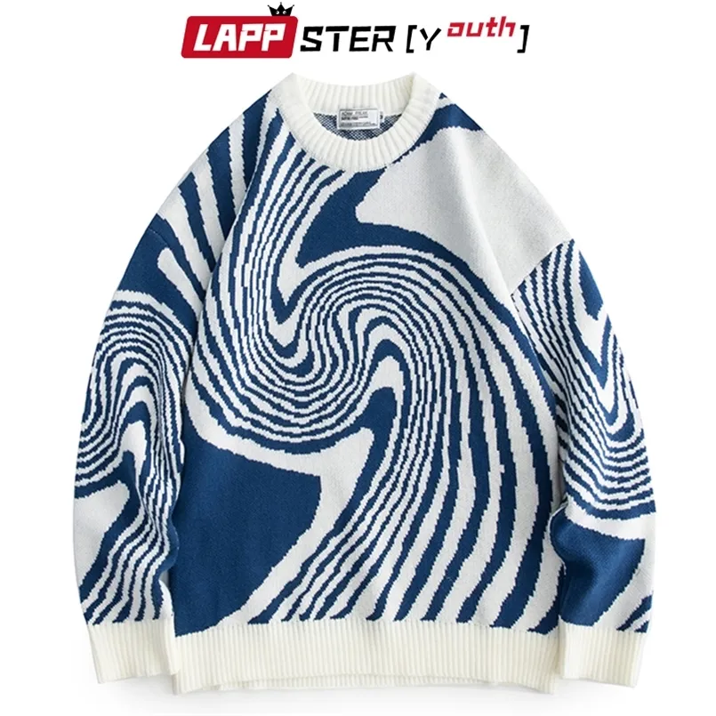 Lappster-Youth 남자 Harajuku Vintage Knitted Sweater Mens 한국 패션 풀오버 Man Japanese Streetwear Designer Sweatters 220819