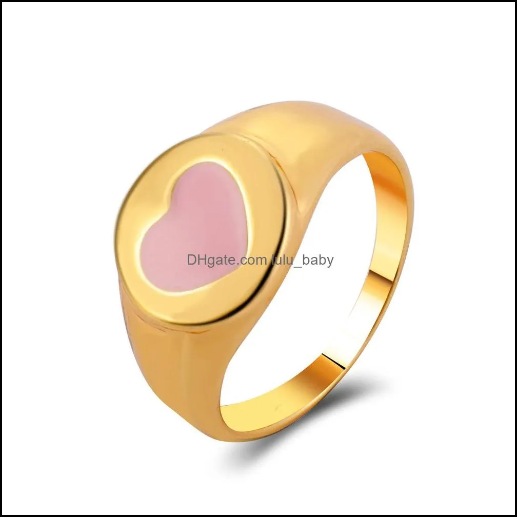 Bandringar vintage gyllene hj￤rta set f￶r kvinnor mode rosa gr￶n f￤rg harts k￤rlek ring grossist smycken droppleverans 2021 lubaby dhqnc