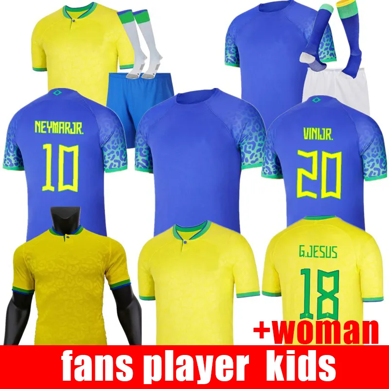 2022 مشجعي كرة القدم جيرسي Camiseta de Futbol PAQUETA BRAZILS NERES COUTINHO قميص كرة القدم JESUS MARCELO PELE CASEMIRO البرازيل 22 23 مايوه أطفال مجموعات امرأة