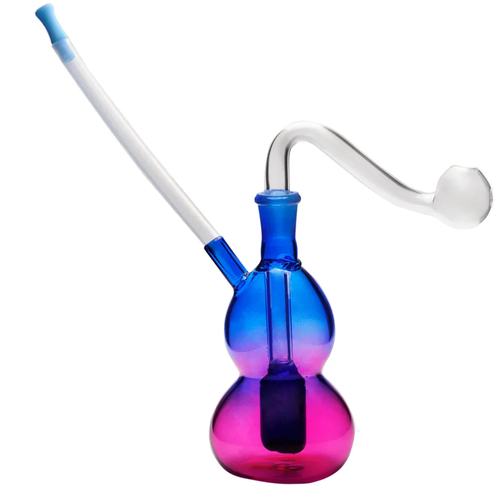 10 mm weibliche lila Kürbisform Ölbrenner Glas Bubbler Raucher Accessoire Wasserrohr Bong mit Glasschale Silikon Peitsche Mundstück