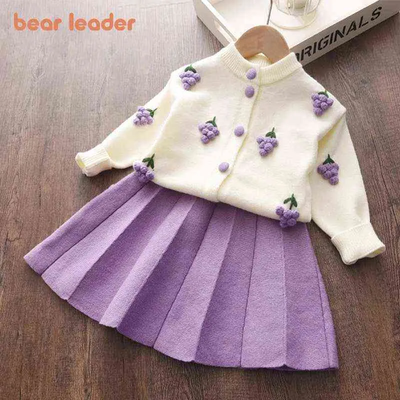 Bear Leader Bébé Filles Vêtements Ensemble Automne Hiver Dessin Animé Raisin Vêtements Ensemble Nouveaux Enfants Tricoté Doux Tenue Enfants Vêtements Costume Y220819