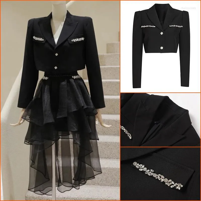 Two Piece Dress 2 Set Women Blazer And Skirt Suits Sets Pieces OL Single Breasted Jacket Formal Suit Pleated Spring Autumn