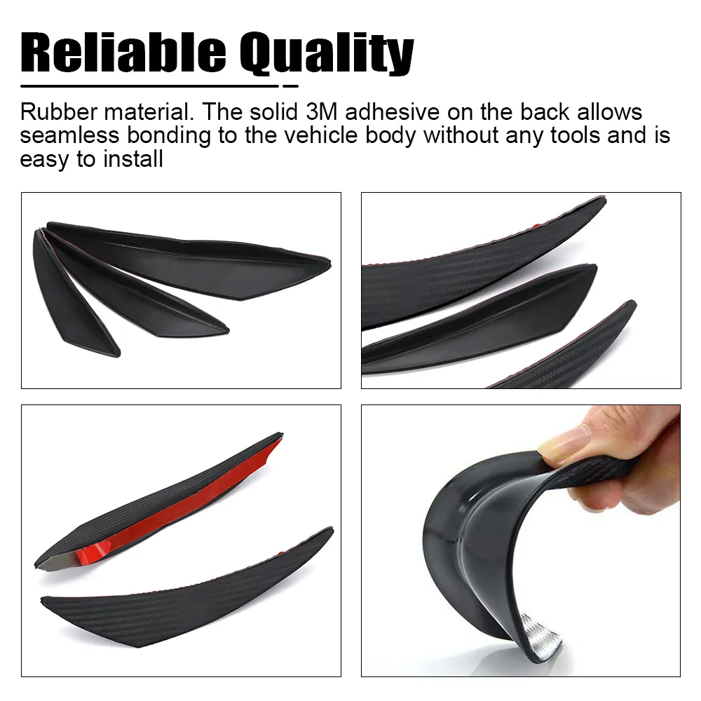 6pcs Carbon Fiber Style Car Front Bumper Lip Splitter Body Spoiler Canards