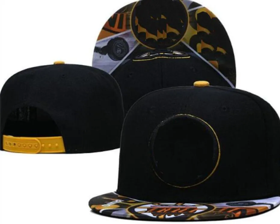 2022 American Hockeyball Bruins Snapback Hats 32 lag Casquette Sports Hip-Hop platt broderad hatt män kvinnor justerbara mössor