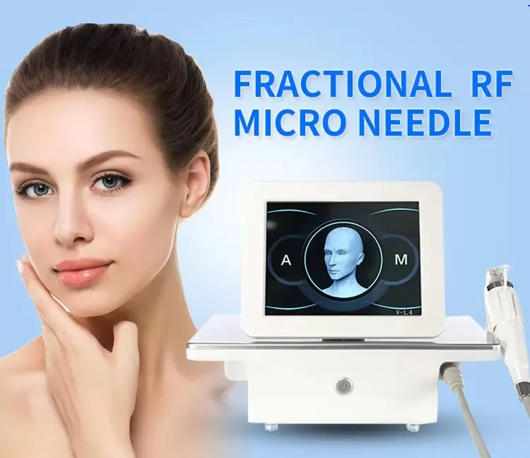 Equipo de microagujas Gold RF de escritorio Máquina de eliminación de arrugas de alta calidad Estiramiento de la piel Tratamiento facial para el acné Eliminación de cicatrices Dispositivo de estrías