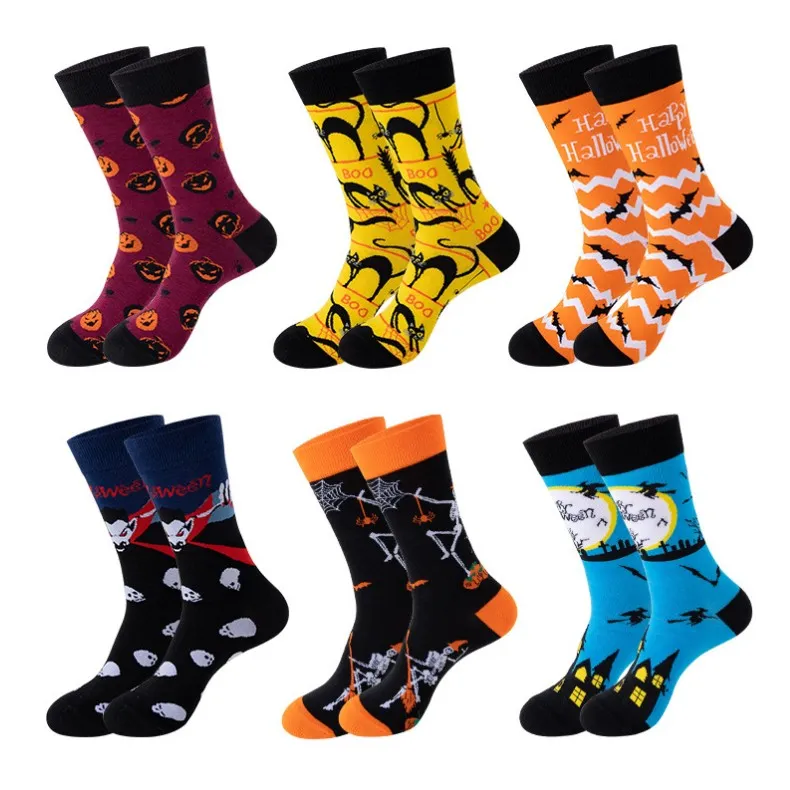 Herren-Halloween-Socken, lustig, Urlaub, Geist, Skelett, Fledermäuse, Spinnennetz, bedruckt, Crew-Socken für Erwachsene, Männer und Frauen