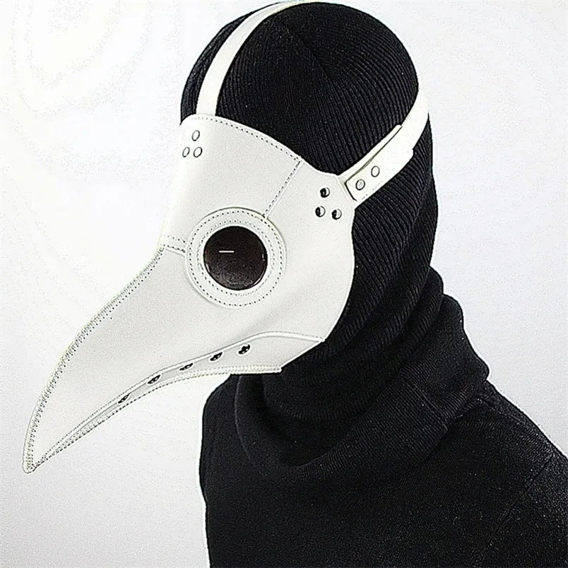 Drôle Médiéval Steampunk Peste Docteur Oiseau Masque Latex Punk Cosplay Masques Bec Adulte Halloween Événement Props Blanc Noir 220819