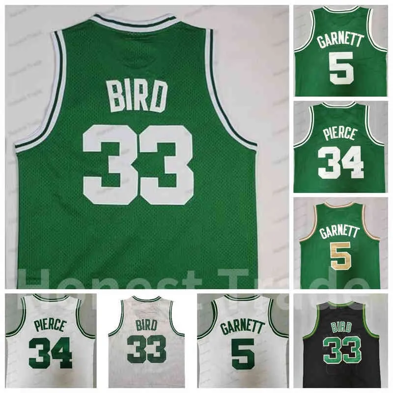 Retro 34 Paul Larry Pierce Bird Jersey White Kevin Vintage Garnett Green White Mens Basketball Jerseys Summer Sports Stitched