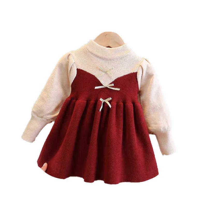 2022 Filles Princesse Robe de Noël Robe pull à tricoter pour les filles Robe d'hiver Automne Manches longues Fille Vêtements Nouvel An Y220819