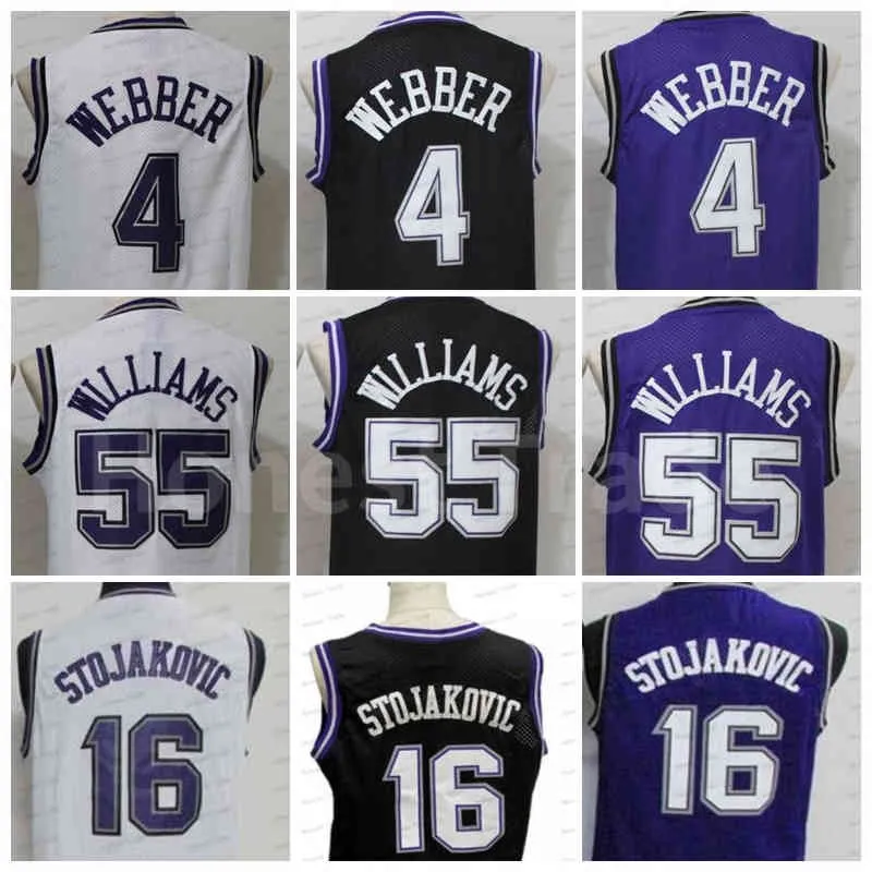 Herren Retro 16 Peja Weiß 10 Mike Chirs Bibby Webber Jason Williams Lila Schwarz Basketballtrikot