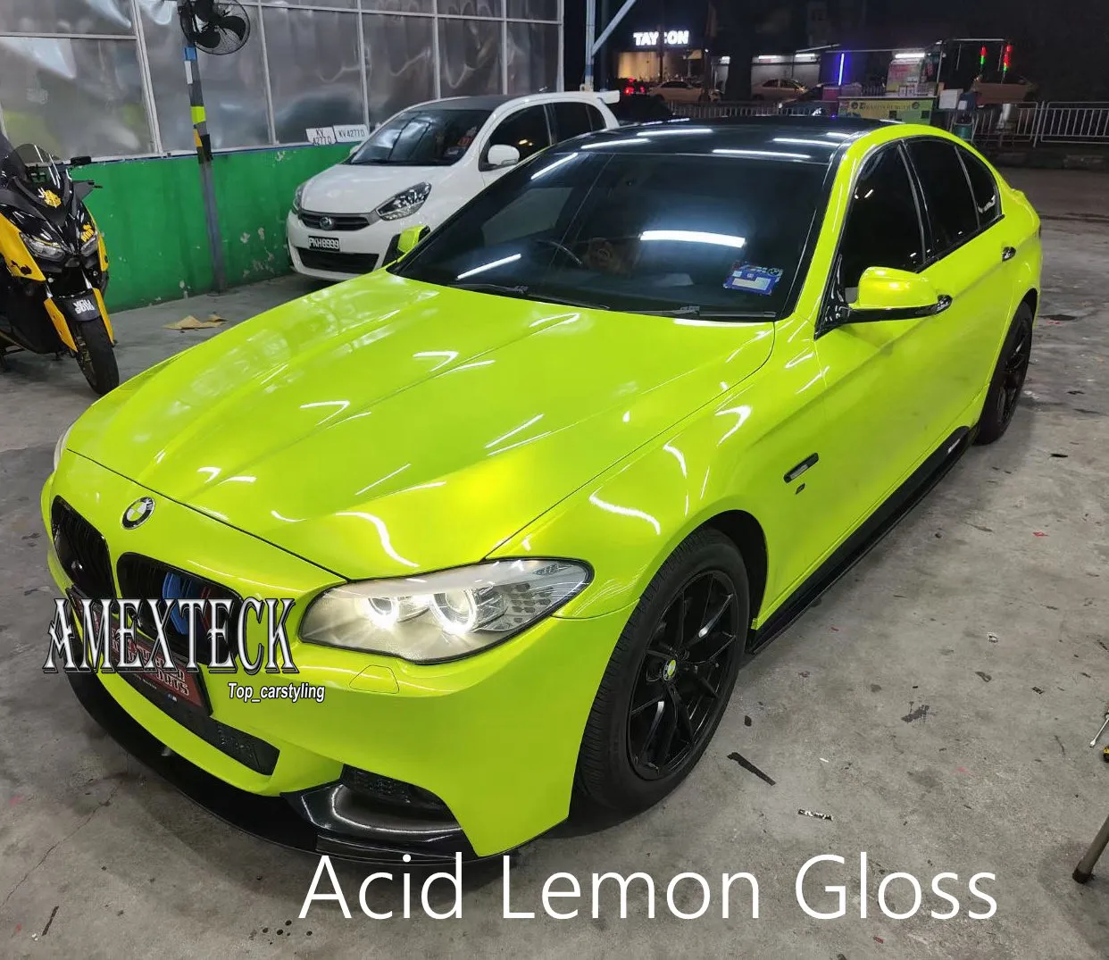 Premium Acid Lemon Gloss Vinyl Wrap Air Release From