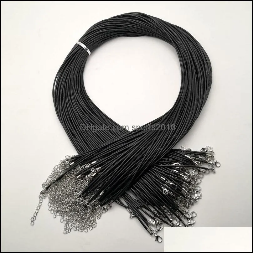 Arts And Crafts Black 2Mm Wax Rope Lobster Clasp Chains Necklace Lanyard Jewelry Pendant Cords 100Pcs/Lot Making Ac Sports Sports2010 Dhbg7