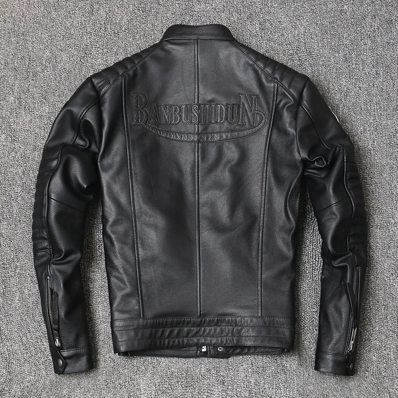 Motorcycle Genuine Leather Jacket for Men Style Biker Jackets Slim Cowhide Spring Coat Men High Quality Biker Cowhide Jacket Designer Coat Designer Jacket 798