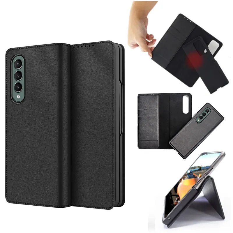 Magnetische geteilte faltbare PU-Leder-Handyhüllen für Samsung Galaxy Fold 3 Fold4 5G Shell Cover