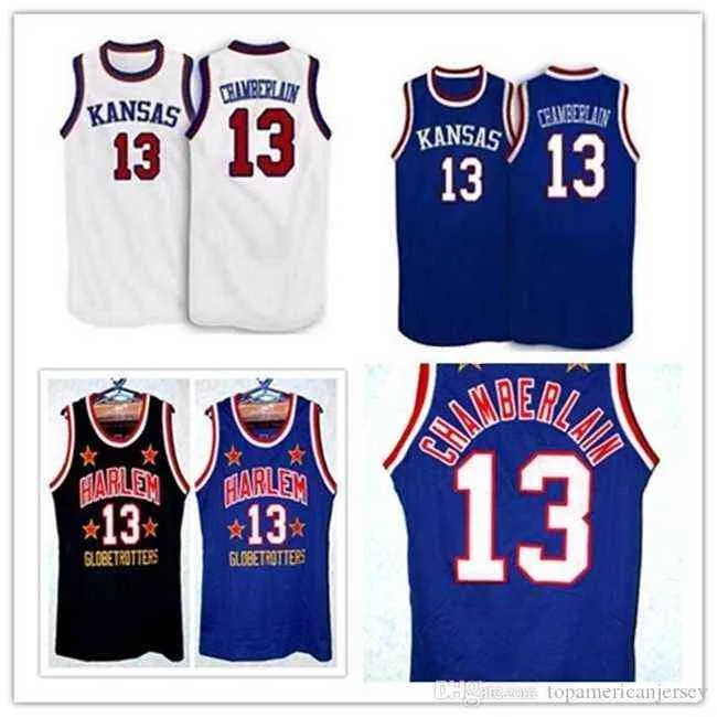 Kansas Jayhawks 13 Wilt Chamberlain Retro Too Tall Hall Harlem Globetrotters الحجم