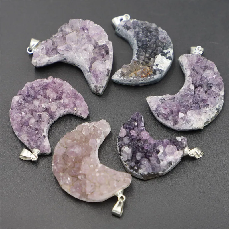Colares pendentes de formato de pedra de cristal natural irregular para mulheres amantes de casamento de feiti￧aria de joias de joalheria de j￳ias