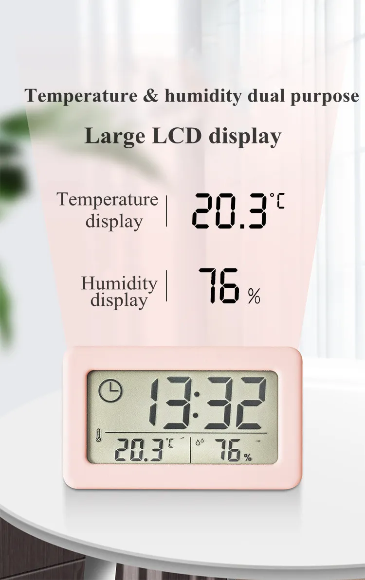 LED Digital Thermometer Hygrometer Indoor Multifunction Desktop