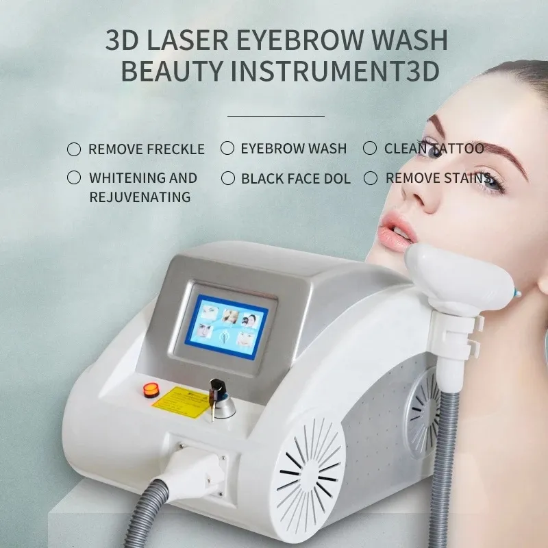 Picosecond Laser Machine con 1064nm 532nm 1320nm Black Doll 3 teste Q Switched Nd Yag Tattoo Removal Skin Brighten Whitening Skin Rejuvenation Equipment Uso del salone