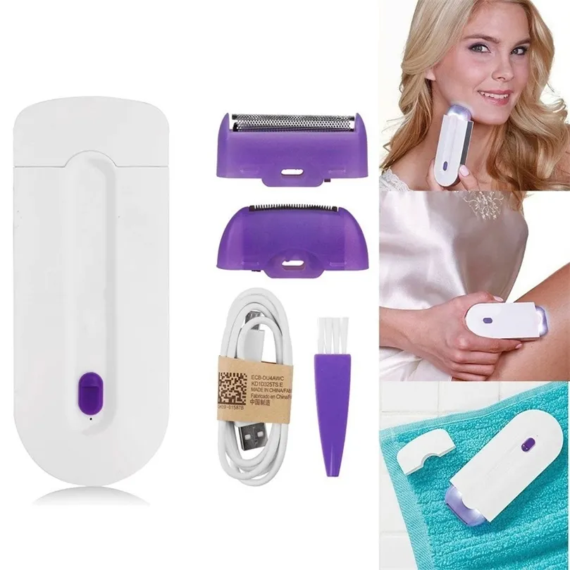 Professionele Pijnloze Ontharing Kit Laser Touch Epilator USB Oplaadbare Vrouwen Body Gezicht Been Bikini Hand Scheerapparaat Tondeuse 220819