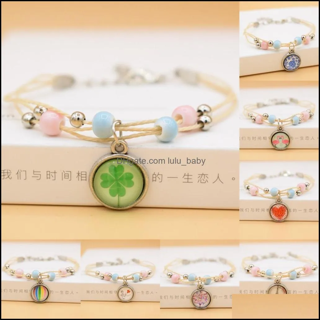 Charm-Armbänder Neues Glas handgemachtes Löwenzahn gewebtes getrocknetes Blumen-Perlen-Armband Frauenschmuck Drop-Lieferung 2021 Lulubaby Dhzek