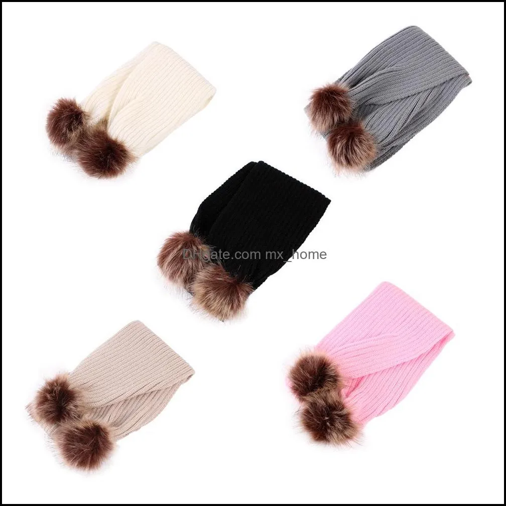 Scarves Wraps Autumn Winter Baby Kids Warm Faux Fur Ball Knitted Scarf Children Knitwear Neck Neckchief Mxhome Drop Delivery Mxhome Dhlkj