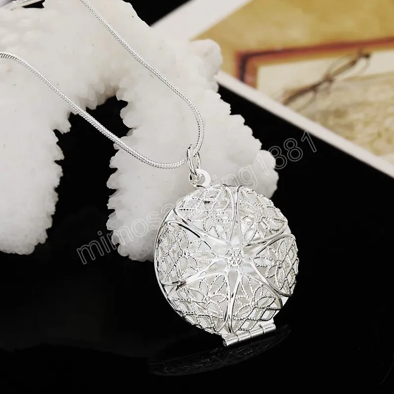 925 Collana a sospensione con cornice rotonda a catena di serpenti in argento sterling donne che festeggiano la festa di matrimonio gioielli