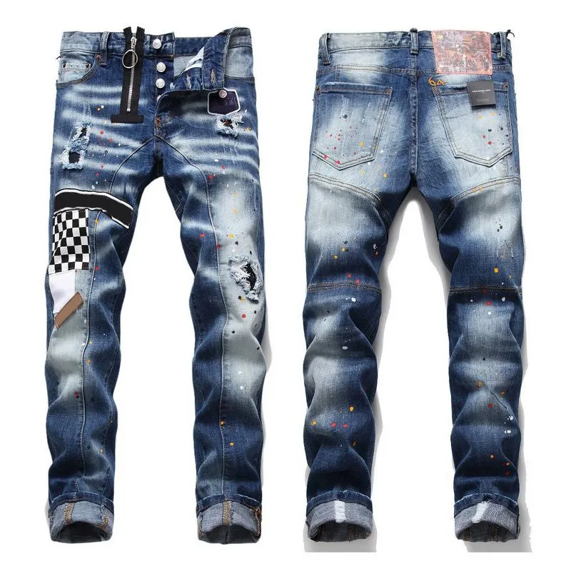 Diseñador de moda para hombre High Street Jeans Skinny Jeans Slim Stretch pantalones de ciclismo para hombre Elija estilo mm0hf57 jeans