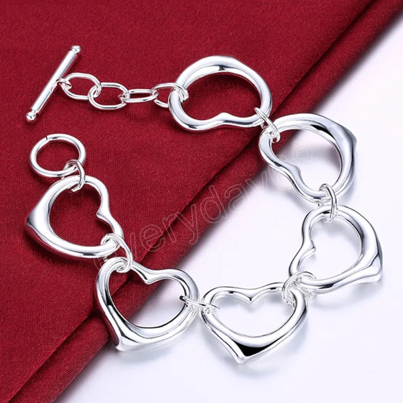 925 argent Sterling plein coeur chaîne Bracelet pour femme charme mariage fiançailles mode fête bijoux